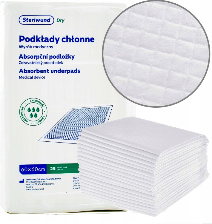 Podkład ochronny niesterylny 60x60 25szt Steriwund Dry